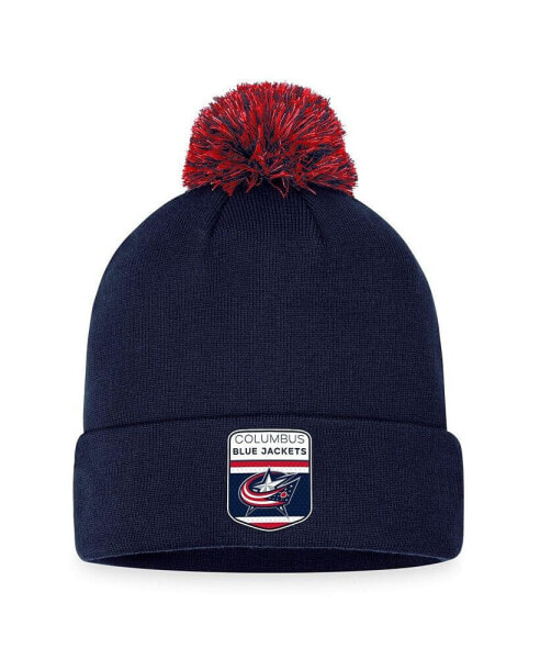 Men's Navy Columbus Blue Jackets 2023 NHL Draft Cuffed Knit Hat with Pom