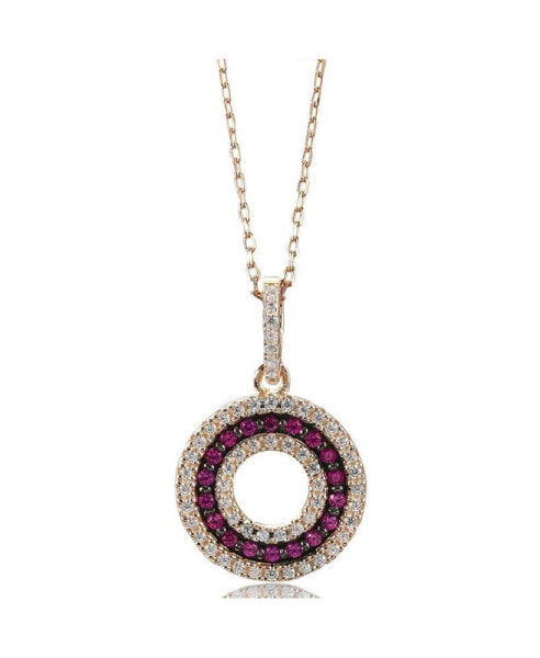 Suzy Levian New York suzy Levian Sterling Silver Cubic Zirconia 3-Row Open Circle Pendant Necklace