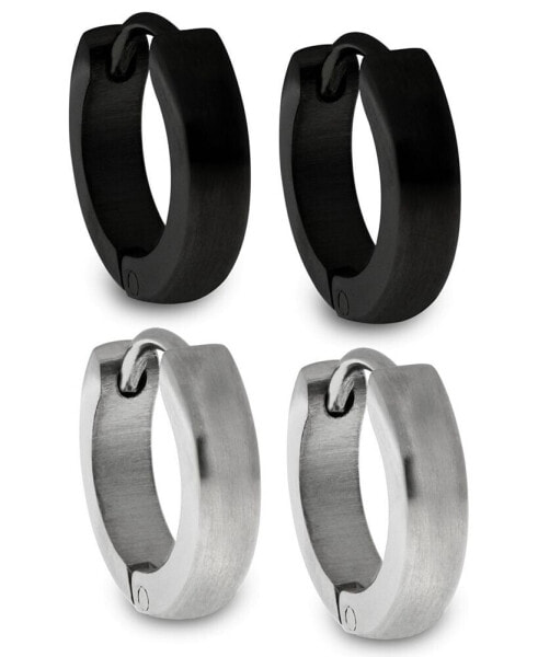 Серьги Sutton Stainless Steel & Black Huggie  -   2 Pairs