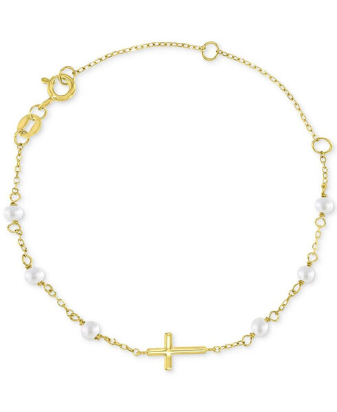 Браслет Macy's Children's Imitation Pearl & Cross Chain Set