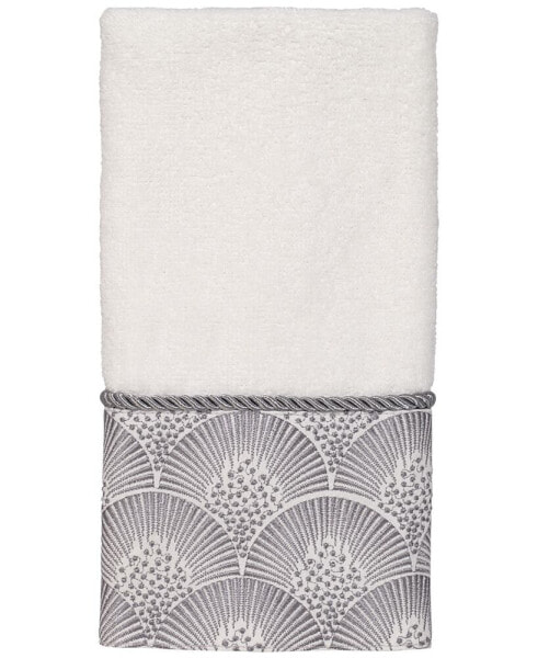 Deco Shells Bordered Cotton Fingertip Towel, 11" x 18"