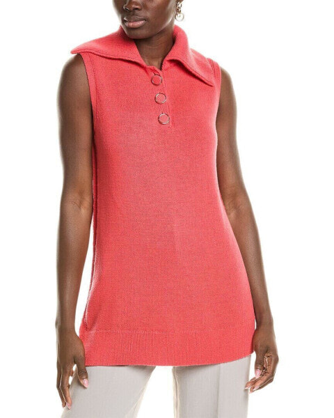 Lafayette 148 New York Sleeveless Collared Wool-Blend Sweater Women's