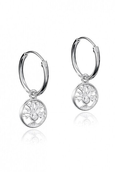 Round Silver Earrings Tree of Life Popular 71057E000-30