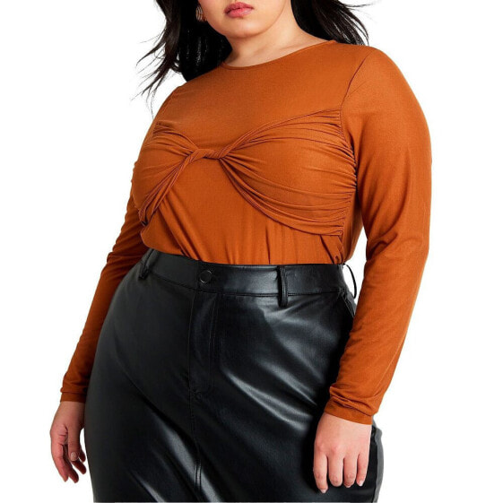 Plus Size Bust Detail Tissue Knit Top