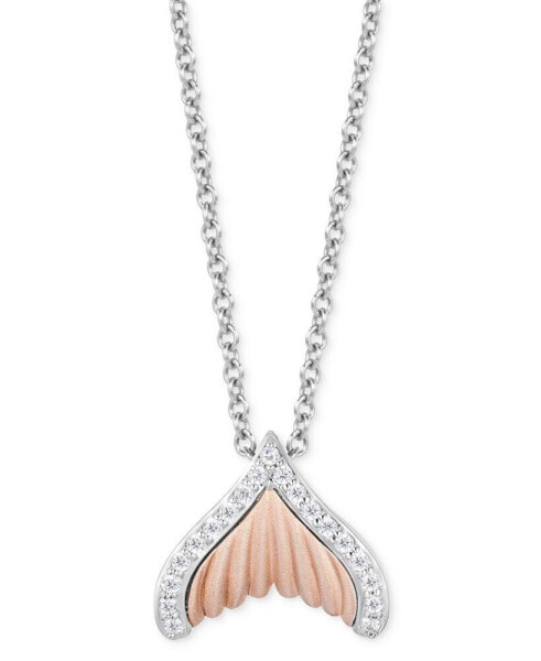 Enchanted Disney Fine Jewelry diamond Ariel Mermaid Tail Pendant Necklace (1/6 ct. t.w.) in Sterling Silver & 10k Rose Gold