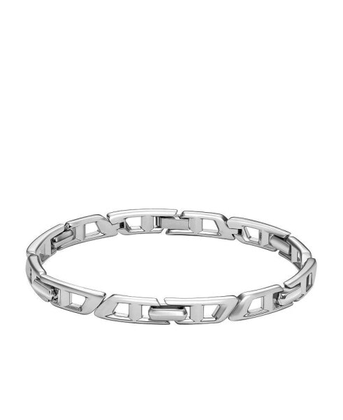 Men's D Logo Sterling Silver Link Bracelet