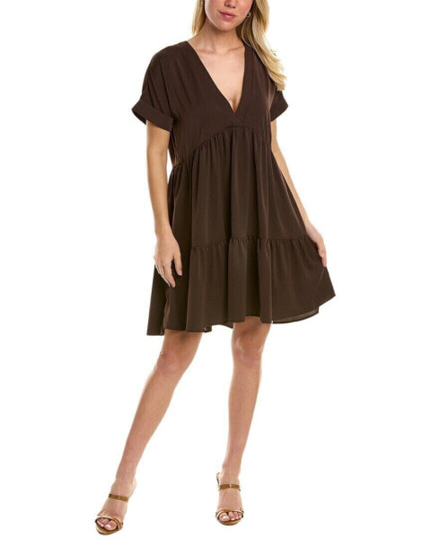 Area Stars V-Neck Tier Mini Dress Women's Brown Xs