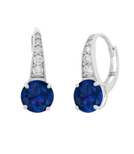 Silver earrings with clear and dark blue zircons SVLE0974XH2M100
