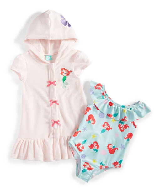 Baby The Little Mermaid 2-Pc. Printed One-Piece Swimsuit & Hooded Swim Cover-Up Set