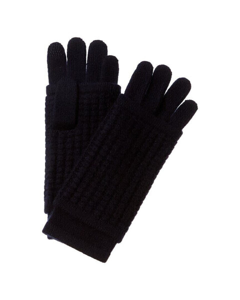 Hannah Rose Waffle Stitch 3-In-1 Cashmere Tech Gloves Women's Blue