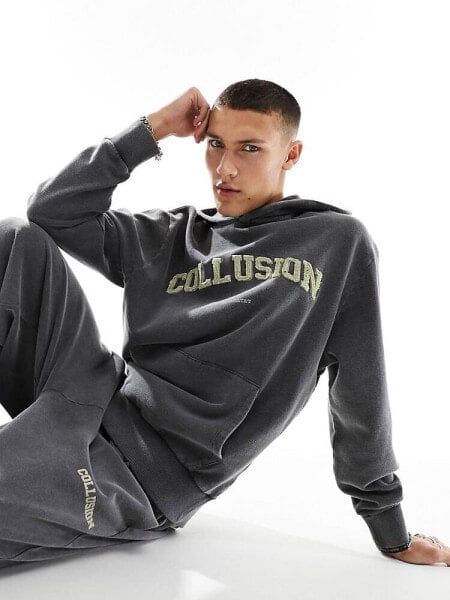 COLLUSION Varsity hoodie in grey 