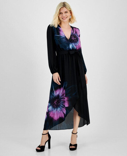 Petite Faux-Wrap Maxi Dress, Created for Macy's