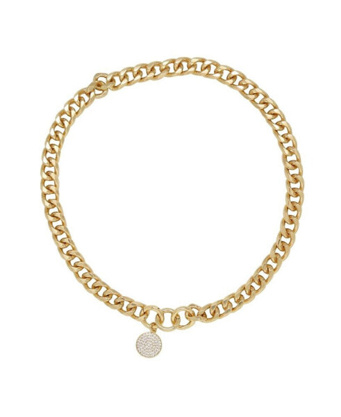 Crystal Disc Charm Chain Women's Necklace