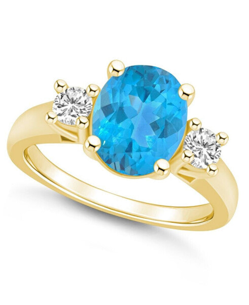 Blue Topaz and Diamond Ring (3-5/8 ct.t.w and 1/3 ct.t.w) 14K Yellow Gold