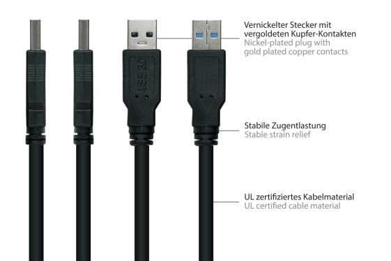 Аксессуар кабельный GOOD CONNECTIONS UK30P-AEA-010S - 1 м - USB A - USB A - USB 3.2 Gen 1 (3.1 Gen 1) - 5000 Мбит/с - Черный