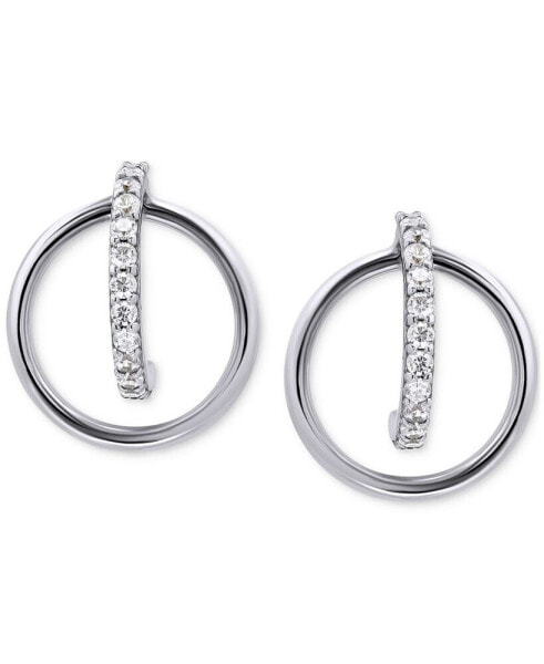 Cubic Zirconia Orbital Hoop Earrings in Sterling Silver & 18k Gold-Plate, Created for Macy's