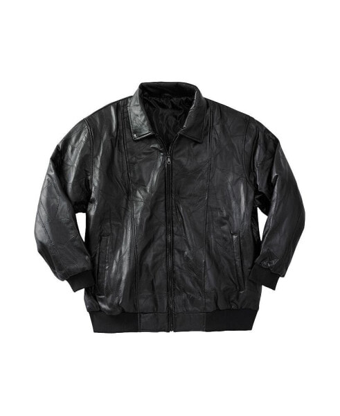 Big & Tall Embossed Leather Bomber Jacket