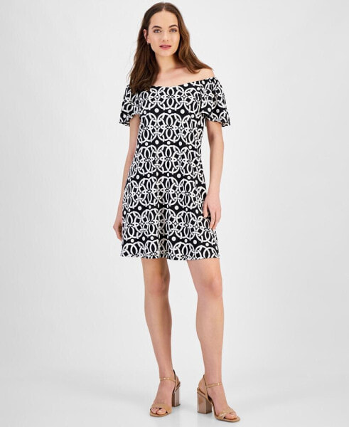 Women's Off-The-Shoulder Jersey A-Line Dress