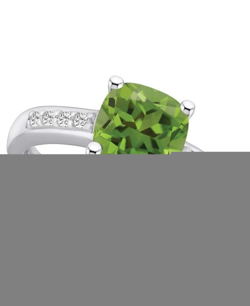 Peridot and Diamond Ring (2-3/8 ct.t.w and 1/8 ct.t.w) 14K White Gold