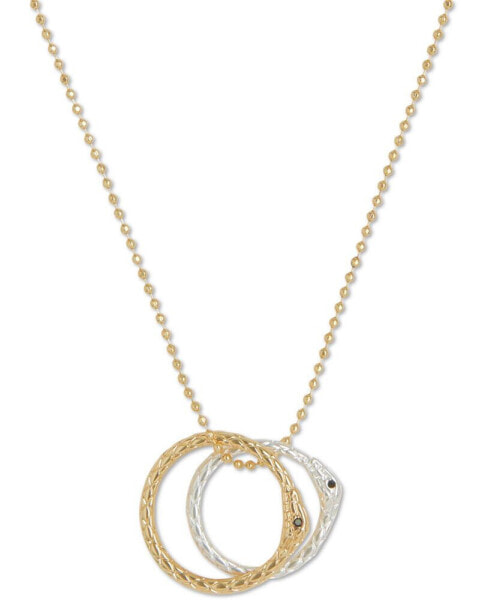 Lucky Brand two-Tone Jet Pavé Continuous Snake Pendant Necklace, 17-3/4" + 2" extender