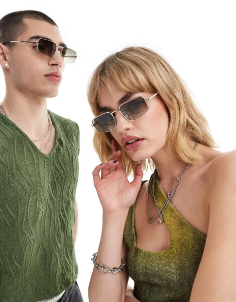 Le Specs metagalactic rectangle sunglasses in gold