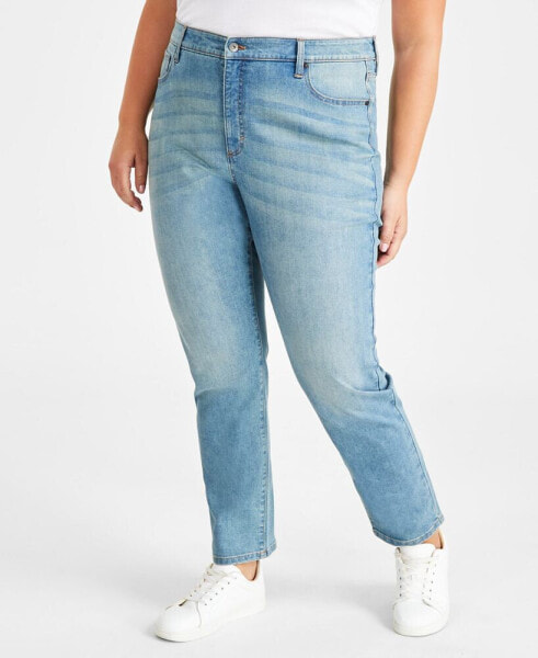 Plus Size High-Rise Straight-Leg Jeans, Created for Macy's