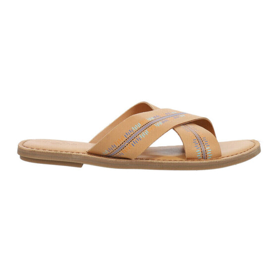 TOMS Viv Geometric Embossed Flat Womens Beige Casual Sandals 10011782