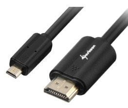 Sharkoon 1m - HDMI/Micro HDMI - 1 m - HDMI Type A (Standard) - HDMI Type D (Micro) - 4096 x 2160 pixels - 3D - Black