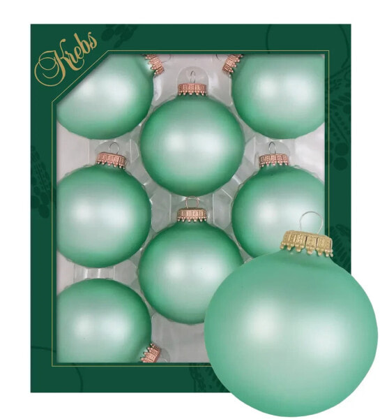Праздничные шарики Krebs Glas Lauscha Hellgrün матовые 7см, универсальные