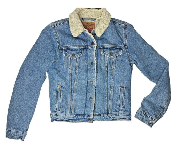 Levis Sherpa Womens Trucker Jacket Divided Blue 361360000