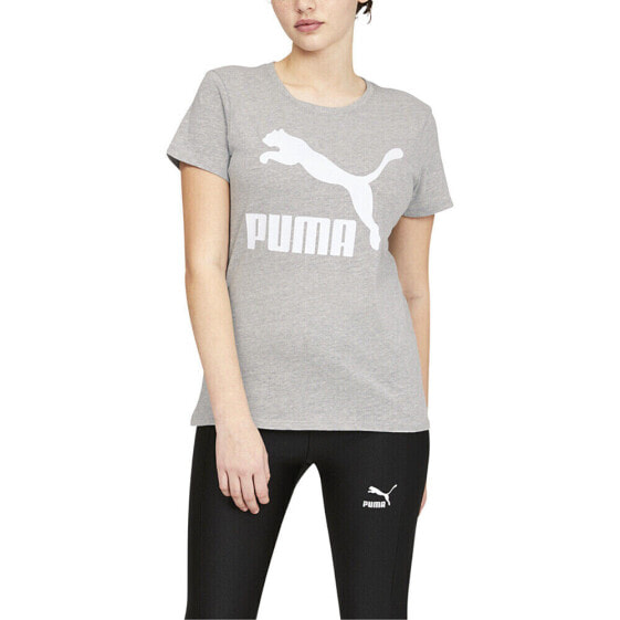 Puma Classics Logo Crew Neck Short Sleeve T-Shirt Womens Size L Casual Tops 531