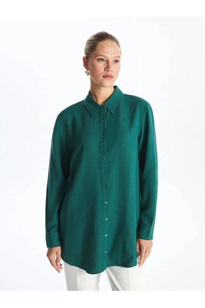 LCW Modest Düz Keten Karışımlı Kadın Gömlek Tunik