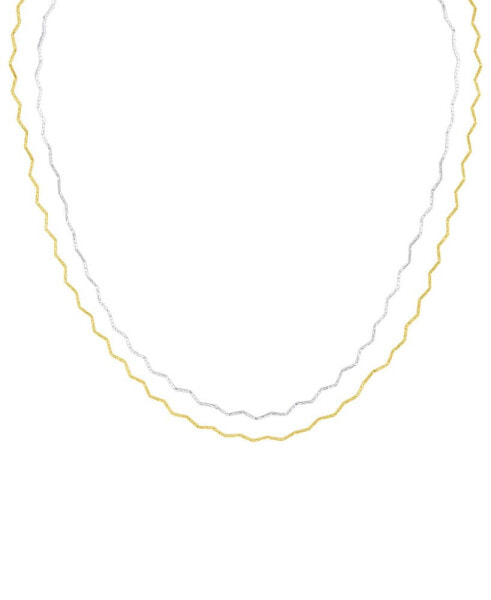 And Now This silver-Plated and 18K Gold-Plated Zigzag Double Strand Chain Necklace