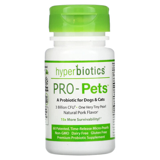 Pro-Pets, Probiotics For Dogs & Cats, Natural Pork, 3 Billion CFU, 60 Patented, Time-Release Micro-Pearls