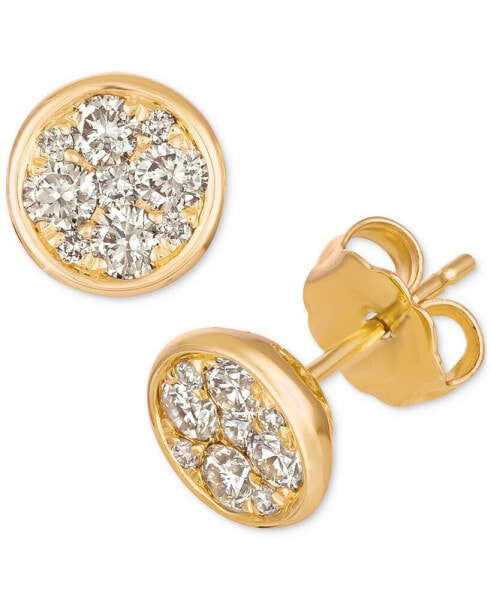 Strawberry & Nude™ Diamond Cluster Stud Earrings (1/2 ct. t.w.) in 14k Rose Gold (Also Available in Yellow Gold)