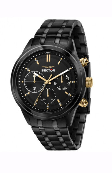 SECTOR Herren Armbanduhr Chronograph 670 45MM MULT BLACK DIAL BR BLACK