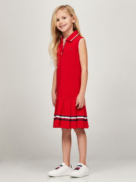 Kids' Sleeveless Pleated Polo Dress