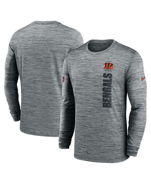 Men's Gray Cincinnati Bengals 2024 Sideline Velocity Performance Long Sleeve T-Shirt