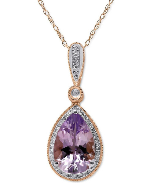 Pink Amethyst (2-1/4 ct. t.w.) & Diamond (1/20 ct. t.w.) 18" Pendant Necklace in 14k Rose Gold