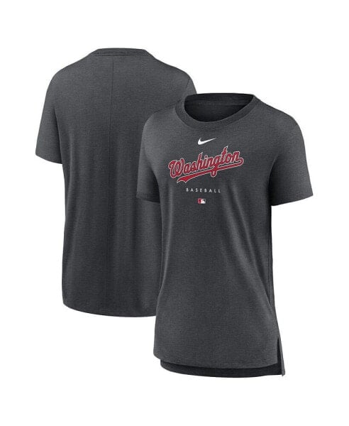 Women's Heather Charcoal Washington Nationals Authentic Collection Early Work Tri-Blend T-shirt