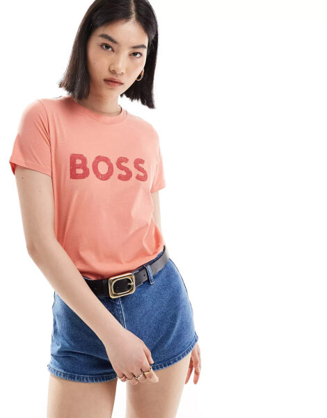 BOSS tonal logo t-shirt in washed red