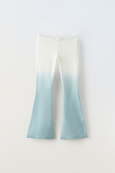 Ribbed dip-dye flared leggings