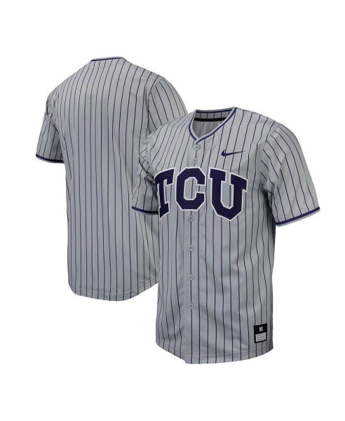 Men's Gray TCU Horned Frogs Pinstripe Replica Baseball Jersey