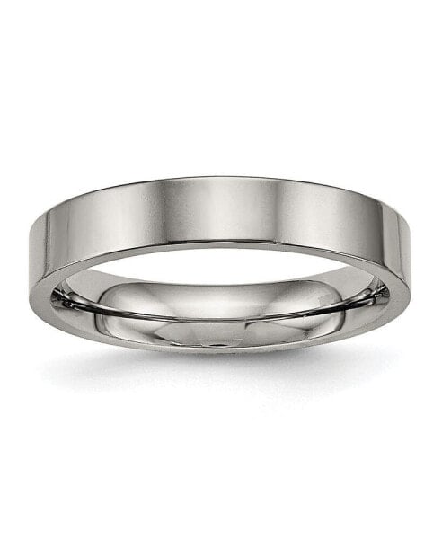 Titanium Polished Flat Comfort Fit Wedding Band Ring