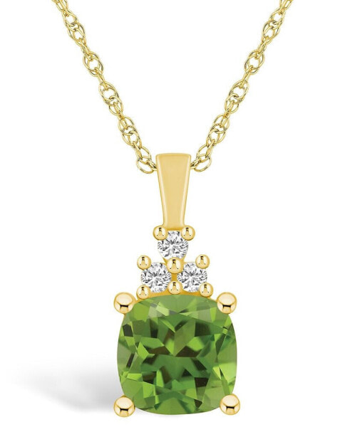 Peridot (2-3/8 Ct. T.W.) and Diamond (1/10 Ct. T.W.) Pendant Necklace in 14K Yellow Gold