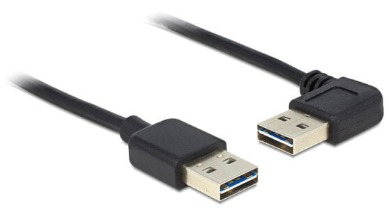 Delock 1m USB 2.0 A m/m 90° - 1 m - USB A - USB A - USB 2.0 - Male/Male - Black