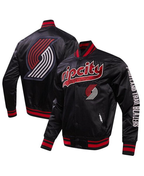 Men's Black Portland Trail Blazers 2023/24 City Edition Satin Full-Snap Jacket