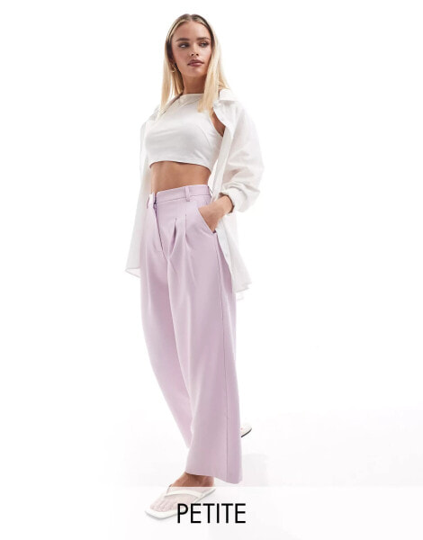 Miss Selfridge Petite slouchy wide leg trouser in lilac