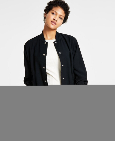 Petite Snap-Front Long-Sleeve Bomber Jacket, Created for Macy's