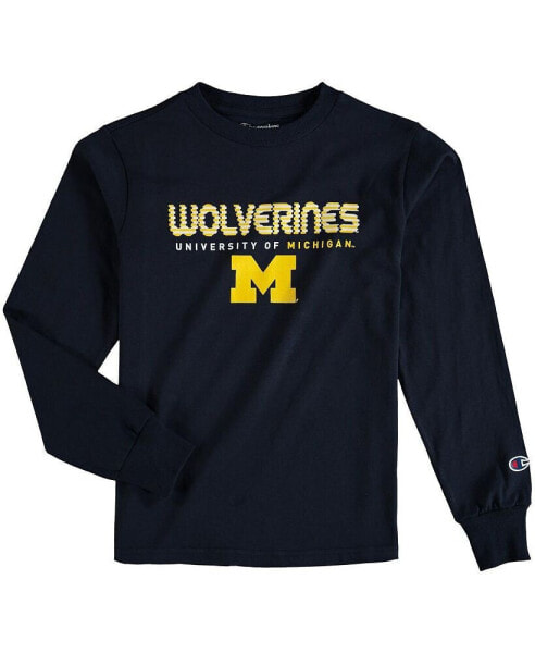 Big Boys Navy Michigan Wolverines Jersey Long Sleeve T-Shirt